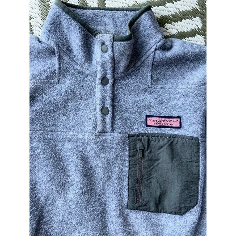Vineyard Vines Harbor Fleece Quarter-Snap pullover in gray Medium